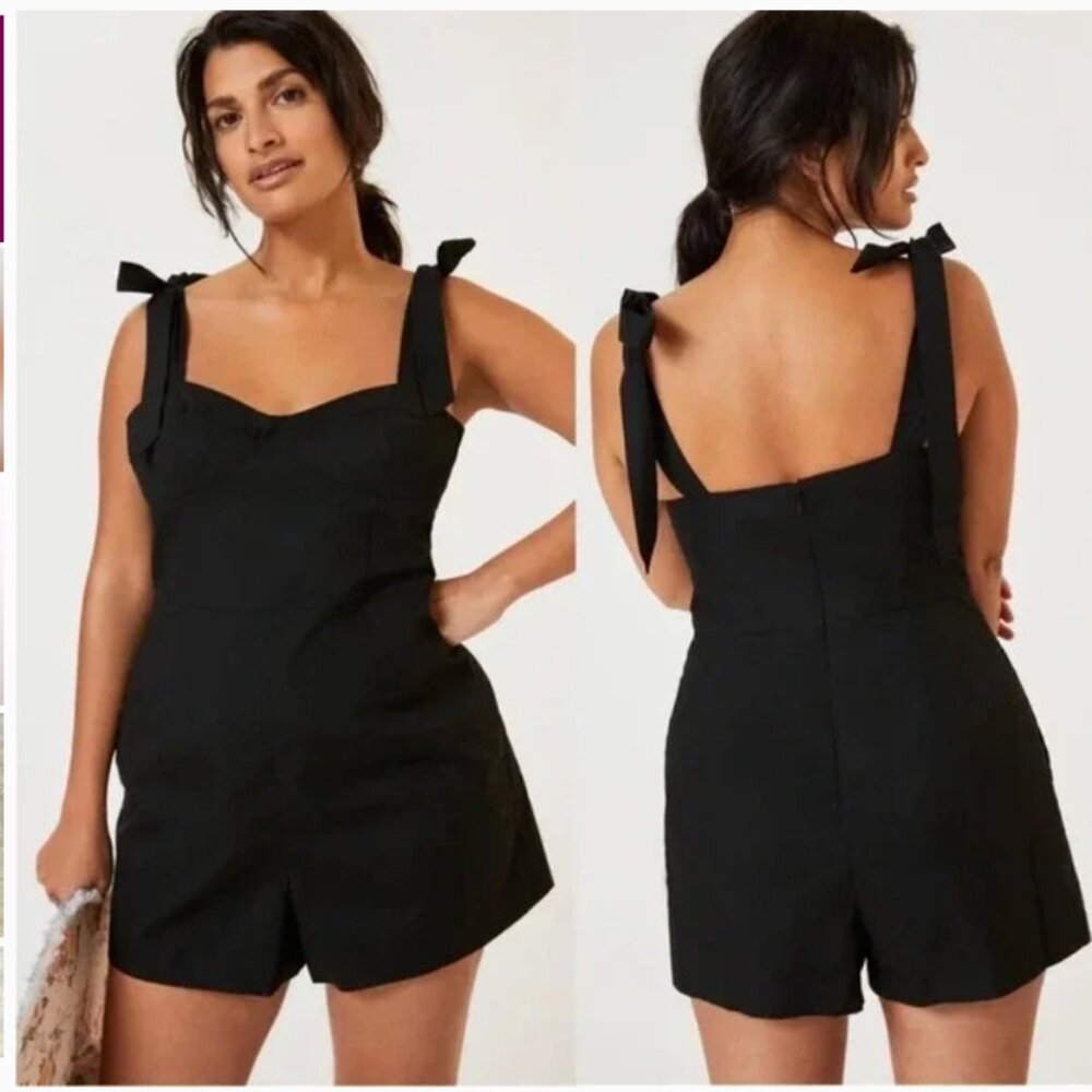 NWT Anthropologie Hutch Corset Romper Tank Shorts Black Casual Women's 14